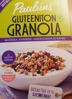 Mängden socker i Gluteeniton Granola Mustikka, raparperi, kardemumma ja kaneli