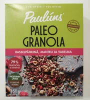 Mängden socker i Paleo granola hasselpähkinä, manteli ja vadelma