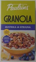 Mängden socker i Mustikka ja sitruuna granola