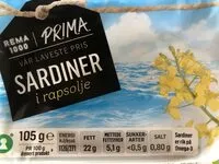 Mängden socker i Sardiner i rapsolje