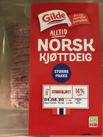 Mängden socker i Norsk kjøttdeig storfekjøtt 14% fett