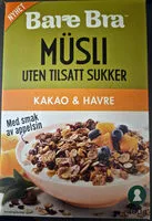 Mängden socker i Müsli Kakao & Havre med smak av appelsin