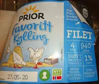 Mängden socker i Prior Favoritt kylling Filet 4 stk