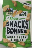 Mängden socker i Sprø Snacks Bønner Sour Cream & Onion