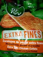 Mängden socker i Escalopes de poulet extra fines reconstituées panées précuites