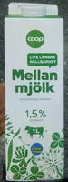 Mängden socker i Mellanmjölk 1,5% fetthalt med lite längre hållbarhet.