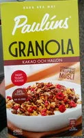 Mängden socker i Granola Kakao Och Hallon