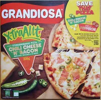 Mängden socker i Grandiosa - X-tra Allt - Chili Cheese 'n Bacon