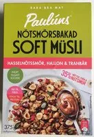 Mängden socker i Paulúns Nötsmörsbakad Soft Müsli – hasselnötssmör, hallon och tranbär