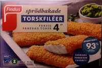 Mängden socker i Findus 4 st. Sprödbakade Torskfiléer