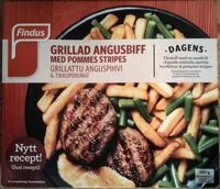 Mängden socker i Findus Dagens Grillad Angusbiff med pommes stripes