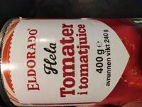 Mängden socker i Hela tomater i tomatjuice