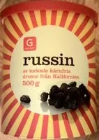 Mängden socker i Garant Russin