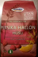 Mängden socker i Frebaco Kvarn Persika Hallon Müsli