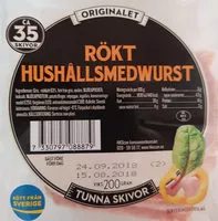 Mängden socker i rökt hushållsmedwurst
