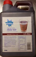 Mängden socker i Coop X-tra Dryck med smak av röda bär