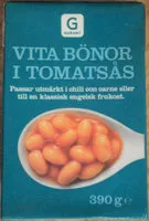 Mängden socker i Garant Vita bönor i tomatsås