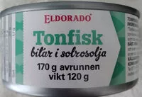 Mängden socker i Tonfisk bitar i solrosolja