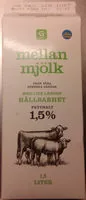 Mängden socker i Mellanmjölk med lite längre hållbarhet