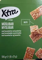 Mängden socker i Myslibar med hasselnødder og jordnødder