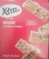 Mängden socker i mueslibar med yoghurt och jordgubbar