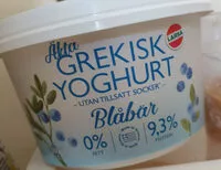Mängden socker i Grekisk Yoghurt 0% Blåbär