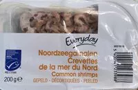 Mängden socker i Crevettes de la mer du Nord