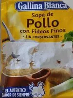 Mängden socker i Sopa de pollo con fideos finos