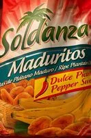 Mängden socker i Maduritos. Hojuelas de plátano maduro. Dulce picante