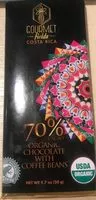 Mängden socker i Organic Chocolate with Coffee Beans 70%