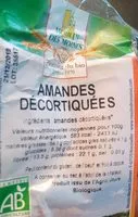 Mängden socker i Amandes décortiquées