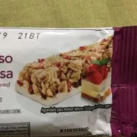 Mängden socker i Barra de  arroz, trigo y avena sabor pay de queso y frambuesa con  base sabor vainilla