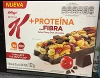 Mängden socker i Special K +Proteina con fibra sabor Cherry Dark Chocolate