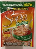 Mängden socker i sopa coditos con tomate y sabor pollo