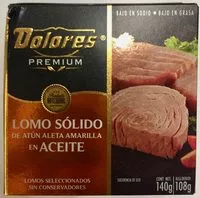 Mängden socker i Dolores Premium Lomo sólido de atún aleta amarilla en aceite