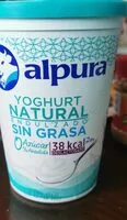 Mängden socker i Yoghurt Alpura natural 0% azúcar añadida