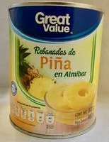 Mängden socker i REBANADAS DE PIÑA EN ALMÍBAR GREAT VALUE