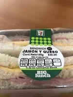 Mängden socker i Big lunch sándwich de jamón y queso