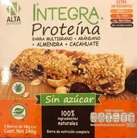 Mängden socker i Integra proteína barra multigrano, arándano, almendra y cacahuate