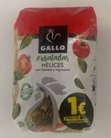 Mängden socker i Ensaladas Hélices con tomate y espinacas