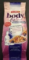 Mängden socker i Body balance heidelbeeren & pecan knuspermüesli mit vollkorn und früchten