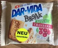 Mängden socker i Dar-vida break apple cranberry