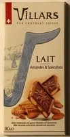 Mängden socker i Chocolat lait amandes & Spéculoos Villars