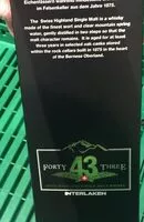 Mängden socker i Rugen Distillery Swiss Highland Single Malt Whisky Forty Three