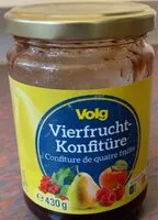 Mängden socker i Vierfrucht Konfitüre