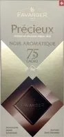 Mängden socker i Précieux noir aromatique, 75% cacao