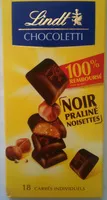 Mängden socker i Chocoletti - Noir, Praliné, Noisettes