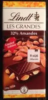 Mängden socker i Lindt Les Grandes 32% Amandes