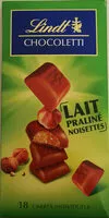 Mängden socker i Chocoletti Lait praliné noisettes
