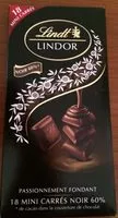 Mängden socker i Lindor Mini carrés noir 60% - Passionnément fondant